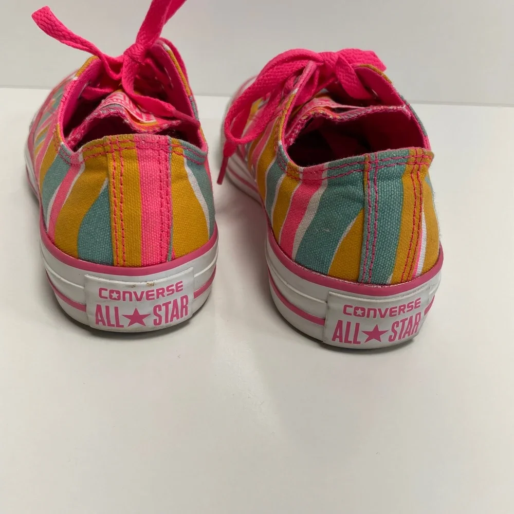 Converse All Star Rainbow Stripe Sneakers 139590F Neon Pink Teal Multi Size 6‎